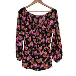 Women's - Betsey Johnson Floral Long Sleeve Peplum Blouse, Size Large